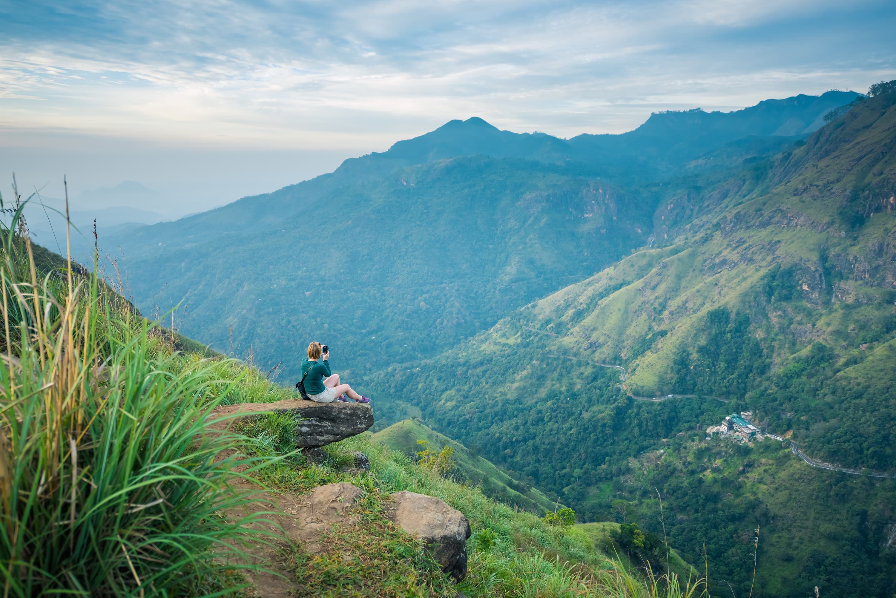Beautiful Little Adam's Peak viewpoint above Ella valley, Sri Lanka highland scenery
